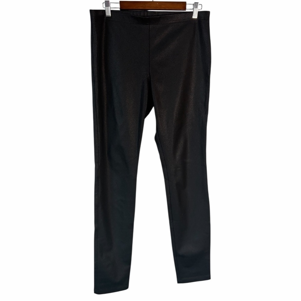 Iris Setlakwe Pull On High Rise Stretch Pants Black Shimmer Size 10